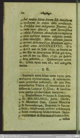 § II. Inprimis Ordinatio de anno 1555