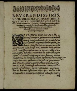 Reverendissimis, Nobilissimis, Magnificentisimis Que Viris Et Dominis, Domino Ludovico Lochon Decano, Dn. Wichardo a Bredau Seniori [...]