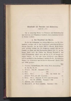 Münzfunde aus Pommern und Meklenburg (Tafef III u. IV)