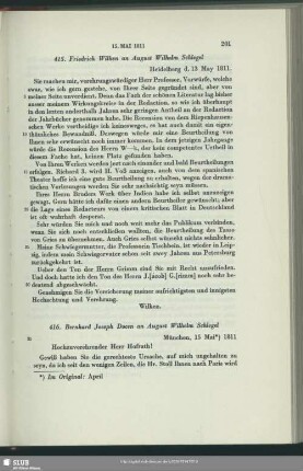 Bernhard Joseph Docen an August Wilhelm von Schlegel, München, 15.05.1811