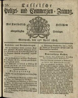 Nr. 30, Mittwoch, den 15ten April 1818