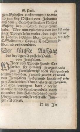 Der fünffte Außzug des heyligen Apostels Pauli von Jerusalem.