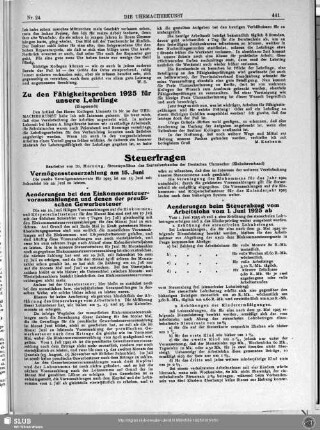 Zu den Fähigkeitsproben 1925 für unsere Lehrlinge