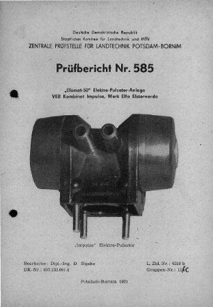 Elektro-Pulsator-Anlage „Elomat-50"