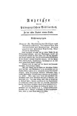Anzeiger der Pädagogischen Bibliothek