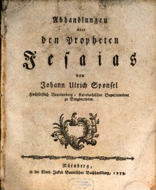 Abhandlungen über den Propheten Jesaias