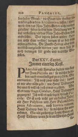 Das XXV. Capitel. Immer einerley Kost.