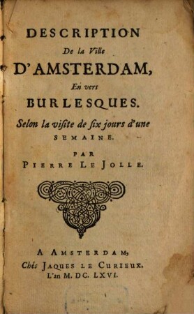 Description de la ville d'Amsterdam en vers burlesques