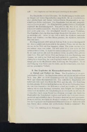 B. Das Empfinden als Kommunikationsweise betrachtet.