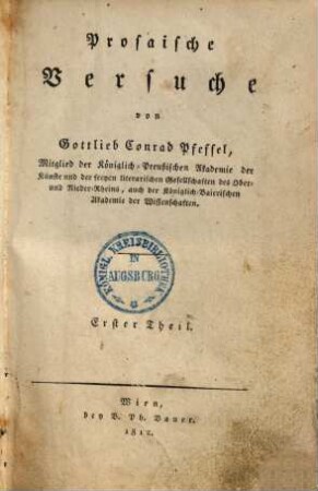 Prosaische Versuche, 1