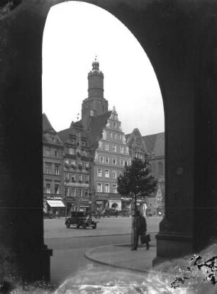 Breslau. Ring. Westseite mit Patrizierhäusern (Nr. 3/5) gegen die Elisabethkirche