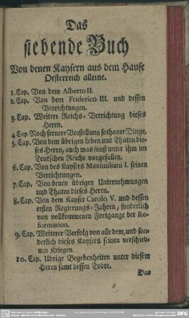 Das siebende Buch Von denen Kaysern aus dem Hause Oesterreich alleine
