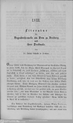 Literatur der Begräbnißcapelle am Dom zu Freiberg und ihrer Denkmale
