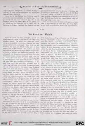 Das Ätzen der Metalle