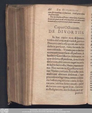 Caput Octavum. De Divortiis.