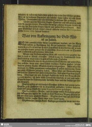 Was von Aufbringung der Geld-Mittel zu halten