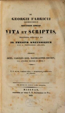 De Georgii Fabricii ... vita et scriptis