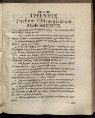 Appendix. Thesium Chirurgicarum Respondentis.