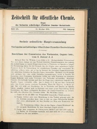 Heft XX. 30. October 1901.