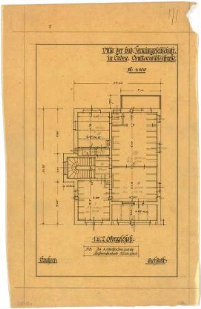 Billing, Hermann; Baden-Baden, Beuttenmüllerstr.11; Haus der badischen Terraingesellschaft - Grundriss 1. OG; Grundriss 2. OG