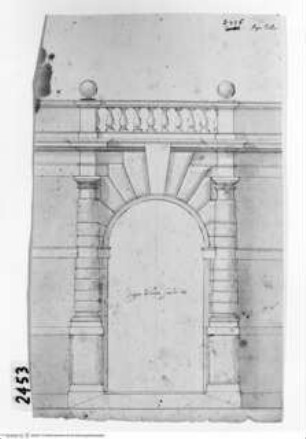 Rom, Vigna Julius III., Villa Giulia, Aufriss des Hauptportals