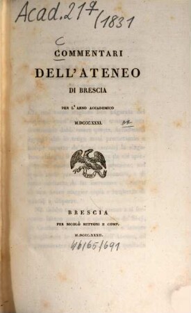 Commentari dell'Ateneo di Brescia, 1831