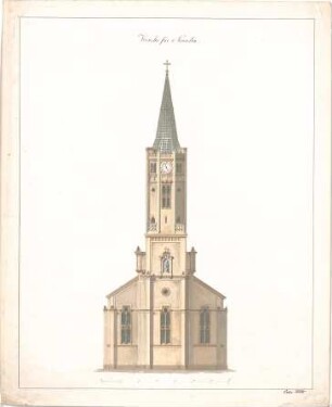 Voit, August von; Neu-Ulm; Kirche - Turmfassade (Aufriss)