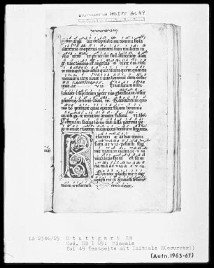 Graduale-Sakramentar-Lektionar (Missale) — Ordinarium Missae, Folio 114recto-117verso — ---, Folio 114recto-117versoInitiale R(esurrexi), Folio 49recto