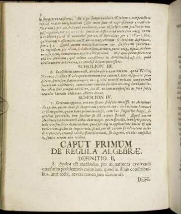 Caput Primum De Regula Algebræ.