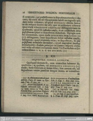 §. XII. Sequestro Ponere Liberum