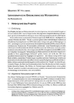 Lexikographische Erschließung des Wendekorpus