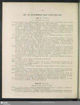 III. Der im verflossenen Schuljahre erteilte Unterricht