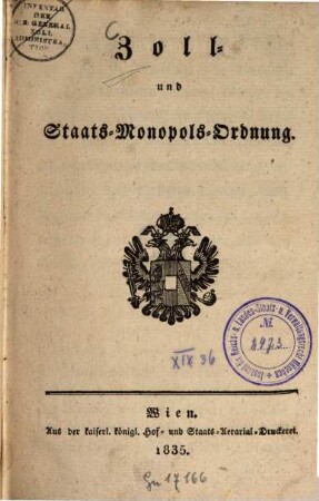 Zoll- und Staats-Monopols-Ordnung