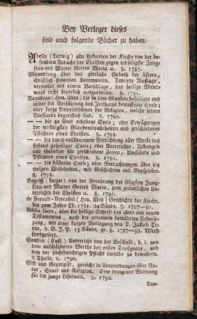 Bey Verleger dieses sind auch folgende Bücher zu haben: