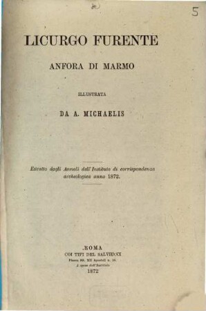 Licurgo furente : anfora di marmo