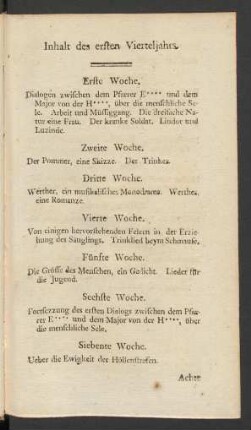 Inhalt des ersten Vierteljahrs