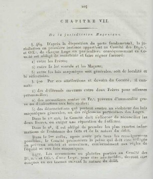 Chapitre VII. De la jurisdiction Maconique.