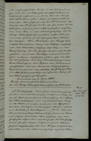 Reiseerlaubnis für den Doktor Herbst als Stipendiat des Blumenbach Stipendiums.
