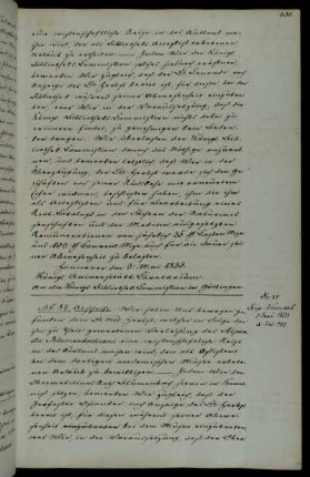 Reiseerlaubnis für den Doktor Herbst als Stipendiat des Blumenbach Stipendiums.