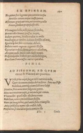 Ad Pisonem, Ad Quem extat & Horatii ars poetica.