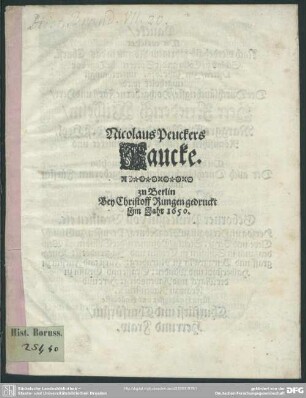 Nicolaus Peuckers Paucke