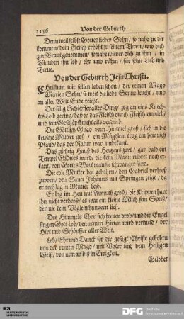 Von der Geburth Jesu Christi