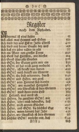 Register nach dem Alphabet