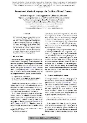 Detection of abusive language: the problem of biased datasets