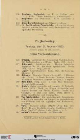 IV. Auctionstag (Nr. 576-770)