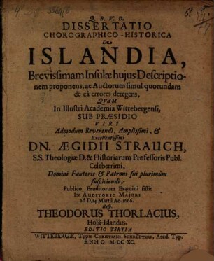 Diss. chorogr. hist. de Islandia ...