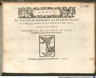 DI NICOLO DORATI LI MADRIGALI A CINQVE, A SEI, A SETTE ET OTTO VOCI: LIBRO SECONDO