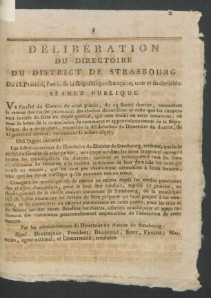 Délibération Du Directoire Du District De Strasbourg ...