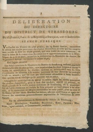 Délibération Du Directoire Du District De Strasbourg ...