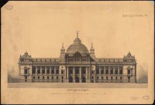 Reichstag, Berlin Zweiter Wettbewerb: Ansicht gegen den Königsplatz 1:200